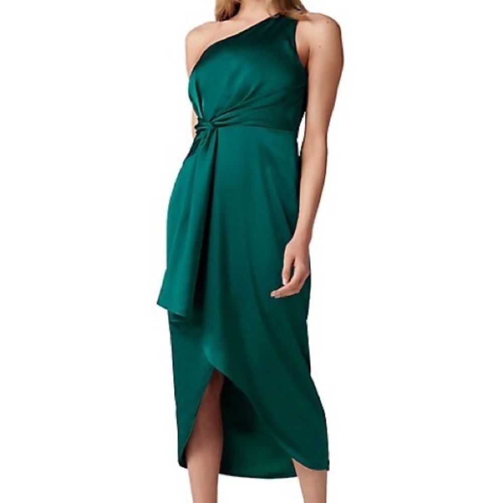 Forever New Haidee One-Shoulder Midi Dress in Deep Teal Size US 4